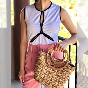 Kay Celine Contrast Piping Keyhole Top